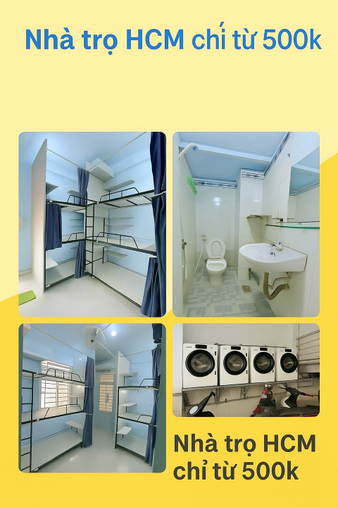 Ký túc xá Tân Bình, giá rẻ bao điện nước, sạc được xe điện, có khắp HCM